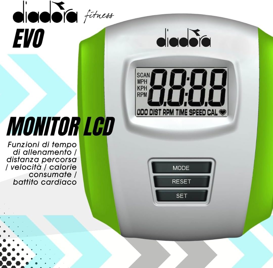 Diadora Fitness Evo Tapis Roulant Magnetico A Norma Ce, Verde Nero - immagine 6