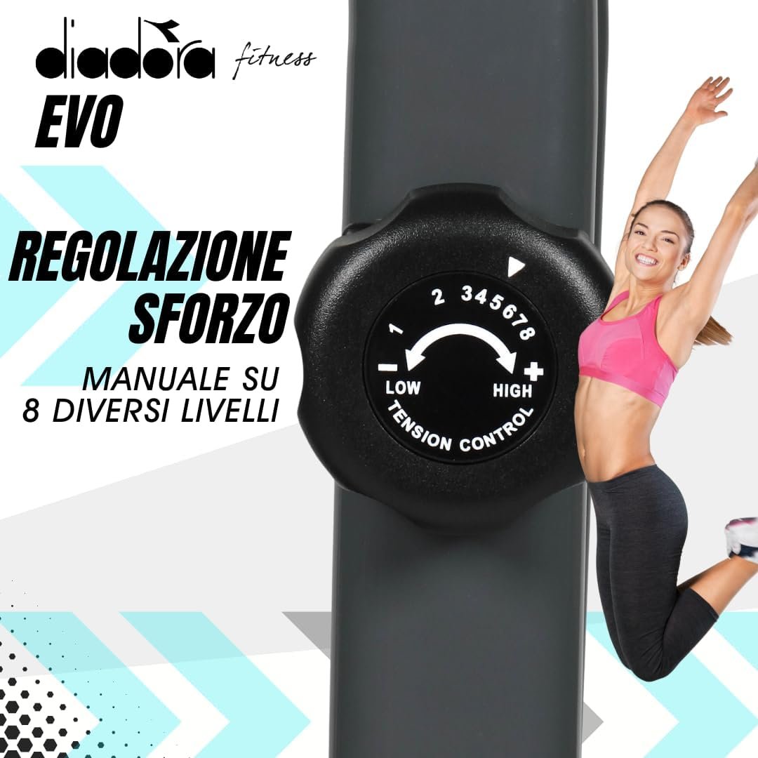 Diadora Fitness Evo Tapis Roulant Magnetico A Norma Ce, Verde Nero - immagine 5