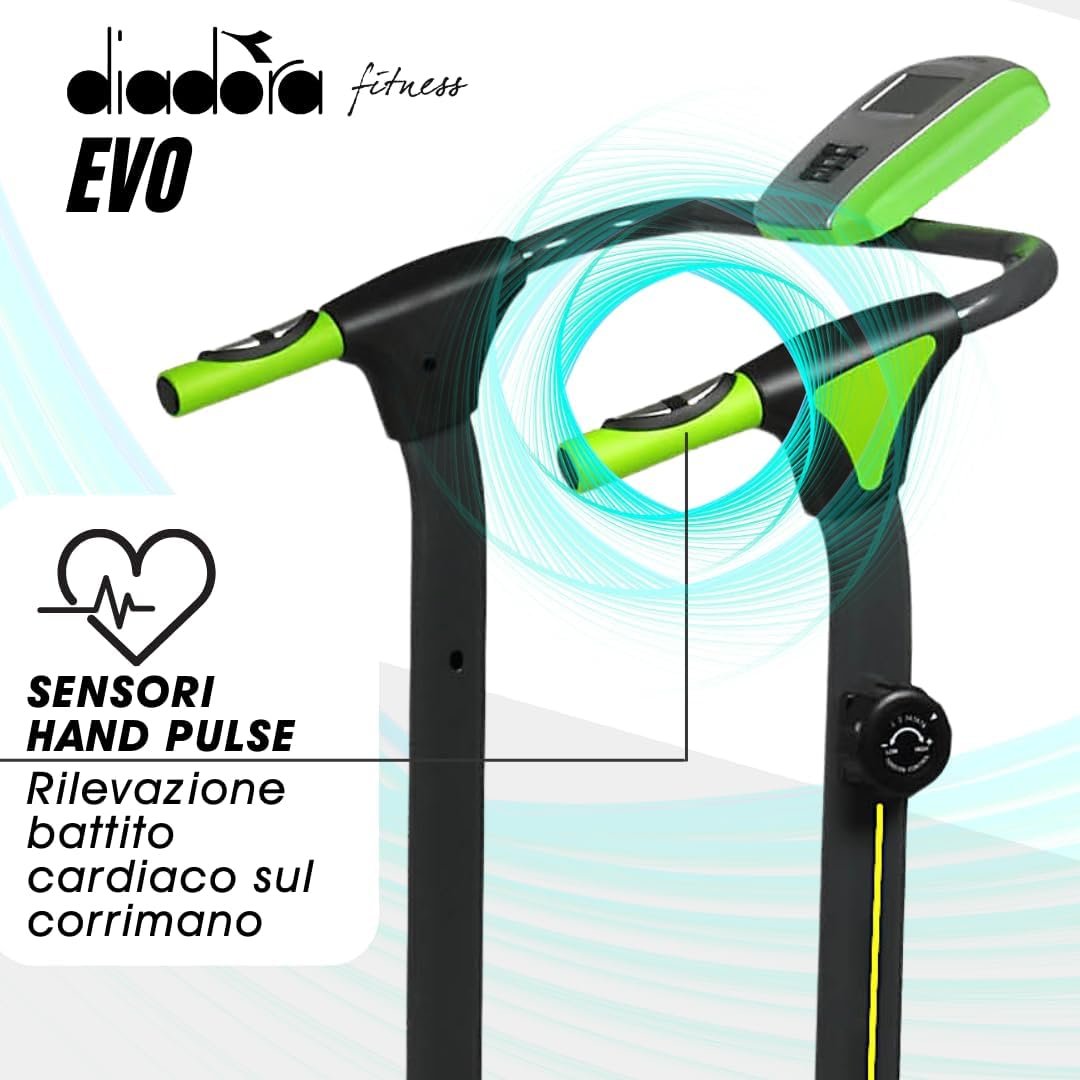 Diadora Fitness Evo Tapis Roulant Magnetico A Norma Ce, Verde Nero - immagine 4